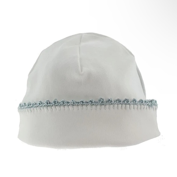 Pixie Lily Baby Couture Bundle Crochet Trim Beanie Hat & 2 Burp Cloths NWT Blue - Picture 2 of 6